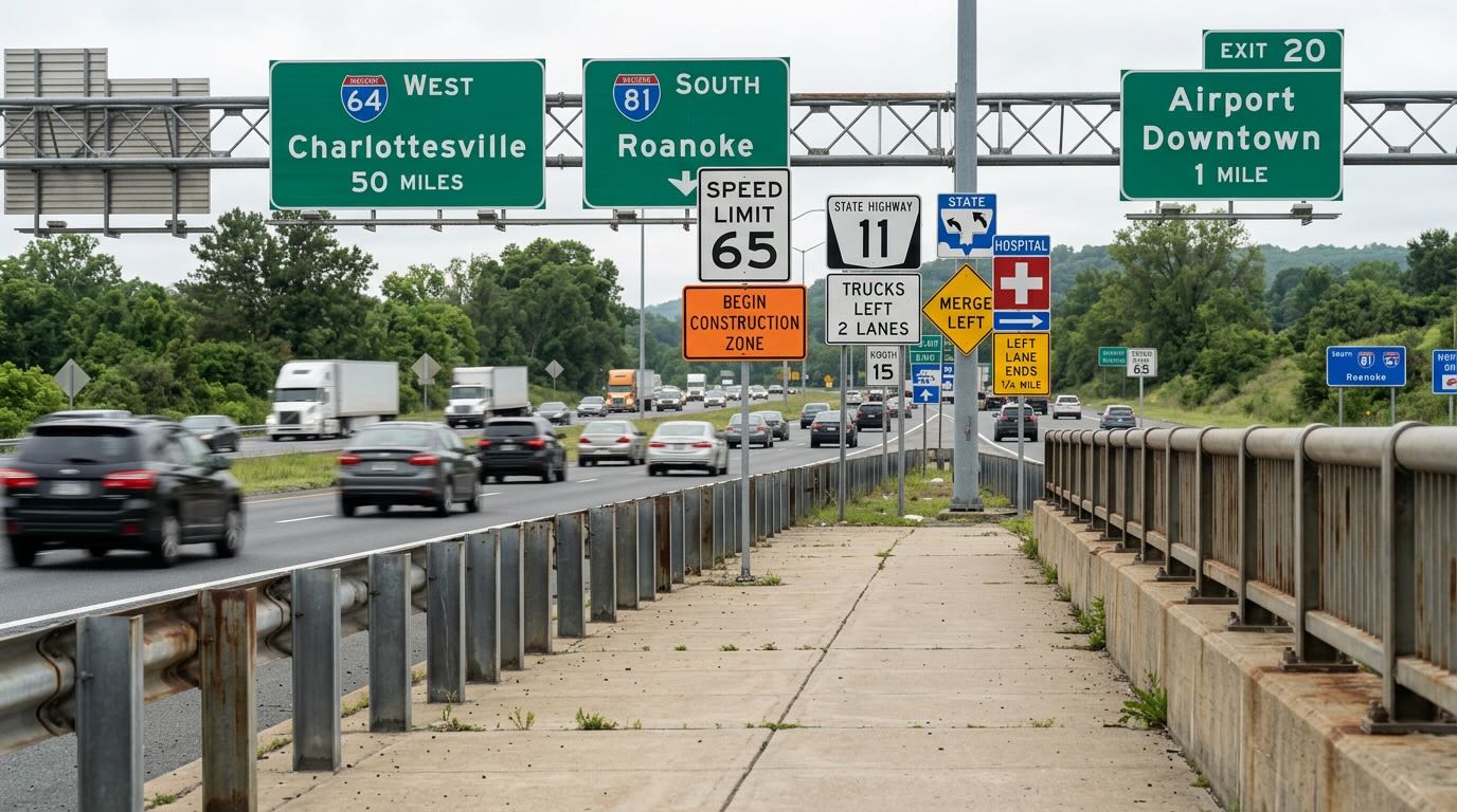 Highway with many road signs but none about belief