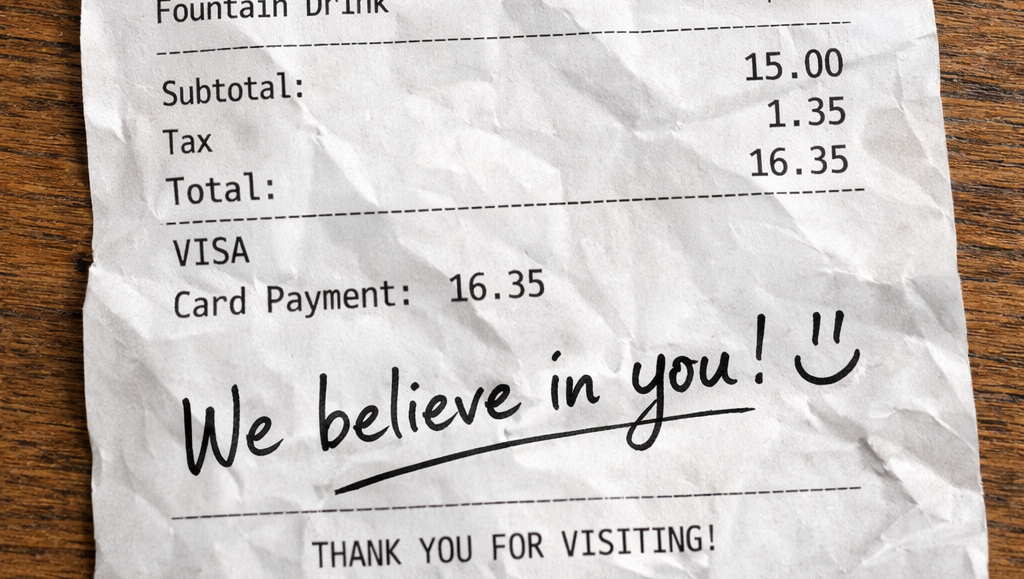 We believe in you receipt